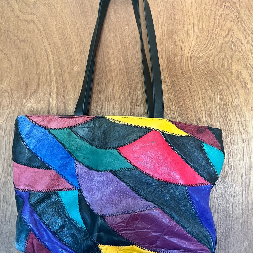 Multicolor Patchwork Shoulder Bag - image 2